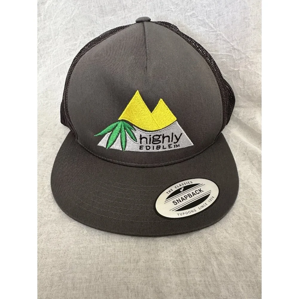 🌵4/$25 Highly‎ Edible Trucker Hat Cap Gray Snap-Back Mesh Adjustable Yupoong